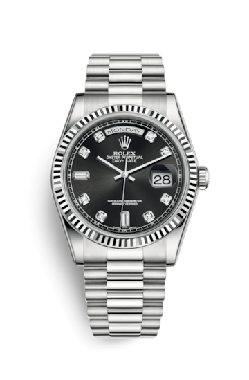 Rolex 118239-0089 : Day-Date 36 White Gold Fluted / President / Black ...
