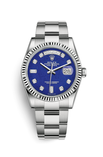 Rolex 118239-0279 : Day-Date 36 White Gold Fluted / Oyster / Lapis 