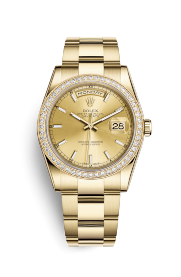 Rolex 118348-0134 : Day-Date 36 Yellow Gold Diamonds / Oyster ...