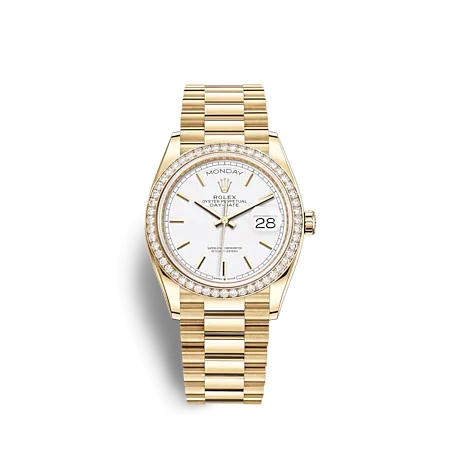 Rolex 28348RBR-0047 : Day-Date 36 Yellow Gold Diamond / White ...