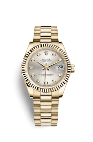 Rolex 178278-0040 : Datejust 31 Yellow Gold Fluted / President / Silver ...