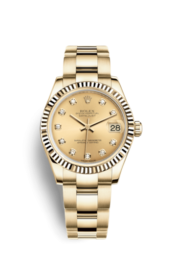 Rolex 178278-0046 : Datejust 31 Yellow Gold Fluted / Oyster / Champagne ...