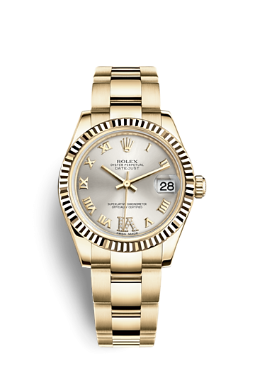 Rolex 178278-0126 : Datejust 31 Yellow Gold Fluted / Oyster / Silver ...